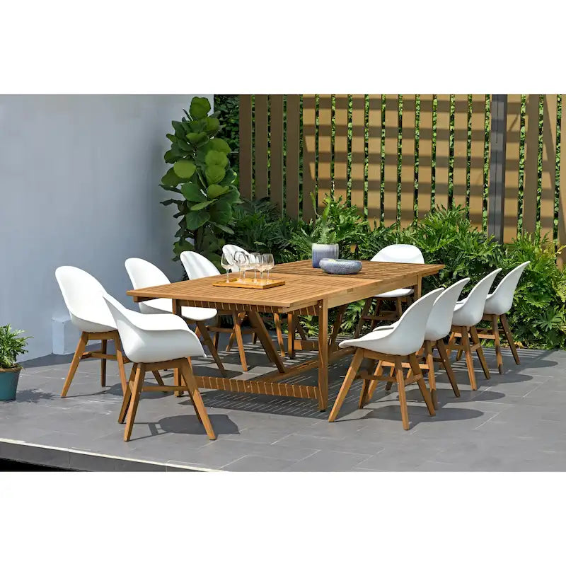 Amazonia Hawaii White Set da pranzo rettangolare da esterno allungabile in 11 pezzi - 11 pezzi