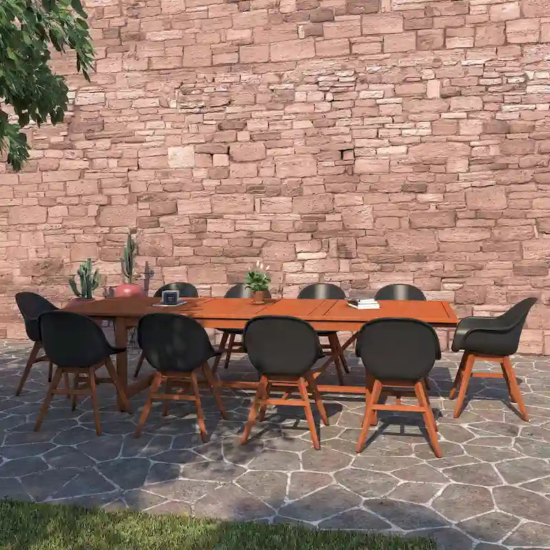 Amazonia Hawaii White 11 piece Extendable Rectangular Patio Dining Set - 11 Piece