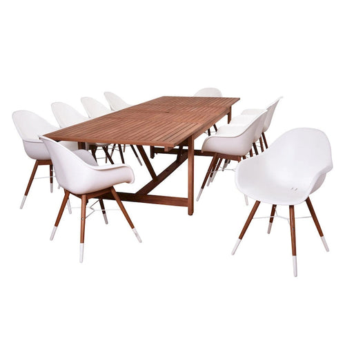 Set da pranzo rettangolare allungabile da esterno Amazonia Bonita da 11 pezzi
