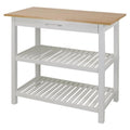 2-shelf Natural Solid Wood Top Kitchen Island - N/A
