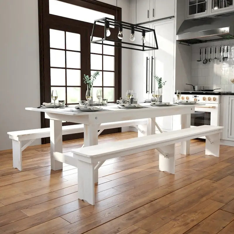 8' x 40 Rectangular Antique Rustic Solid Pine Folding Farm Table - 96D x 40W x 30H