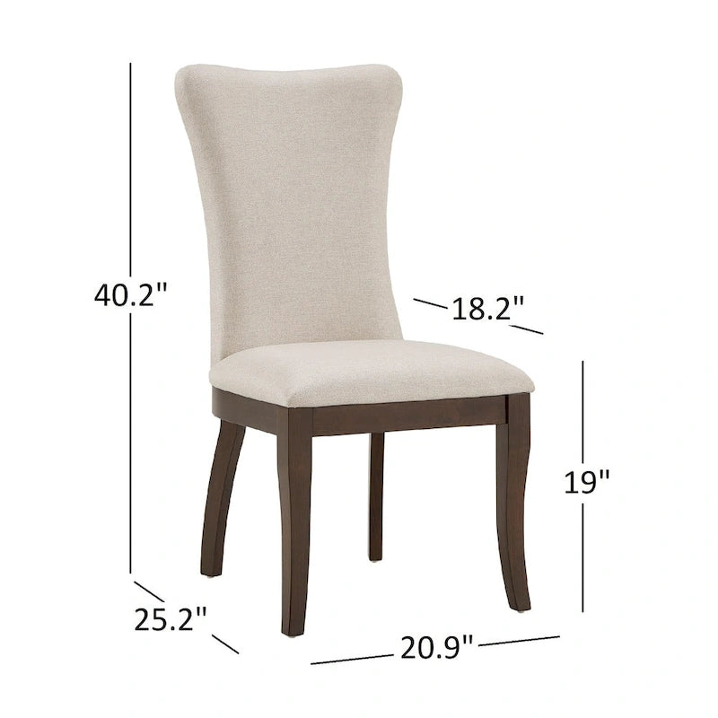 Willa Dark Cherry Wood and Beige Fabric Extendable Rectangular Dining Set by iNSPIRE Q Classic