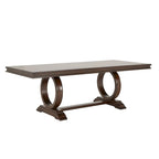 Willa Dark Cherry Wood and Beige Fabric Extendable Rectangular Dining Set by iNSPIRE Q Classic