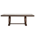 Willa Dark Cherry Wood and Beige Fabric Extendable Rectangular Dining Set by iNSPIRE Q Classic