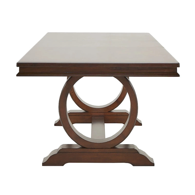 Willa Dark Cherry Wood and Beige Fabric Extendable Rectangular Dining Set by iNSPIRE Q Classic