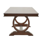 Willa Dark Cherry Wood and Beige Fabric Extendable Rectangular Dining Set by iNSPIRE Q Classic