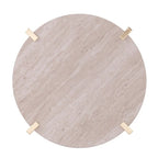 SEI Furniture Aldea Modern Round Side Table with Faux Marble Top and Faux Wood Shelf