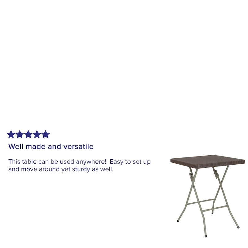 1.95-Foot Square Rattan Plastic Folding Table - Outdoor Event Table