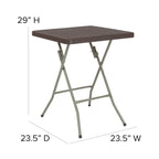 1.95-Foot Square Rattan Plastic Folding Table - Outdoor Event Table