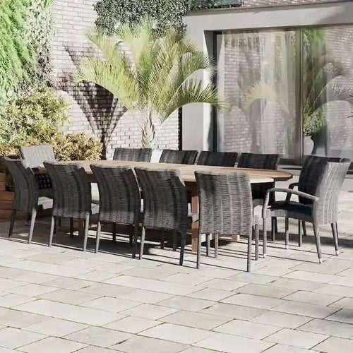 13pc Outdoor Patio Teak Extendible Dining Set - 13 Piece