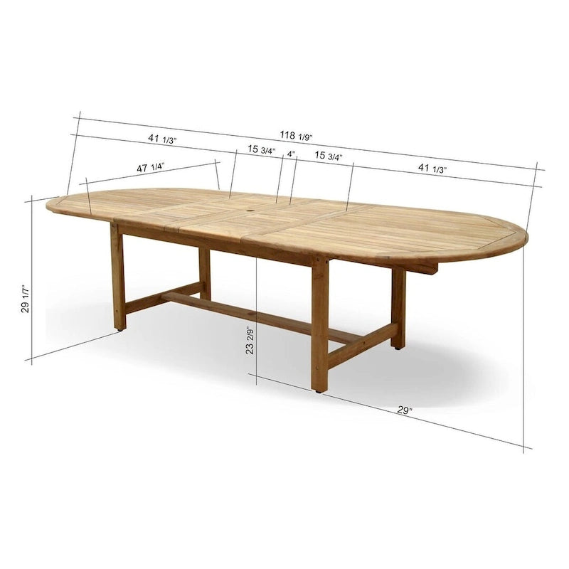 13pc Outdoor Patio Teak Extendible Dining Set - 13 Piece