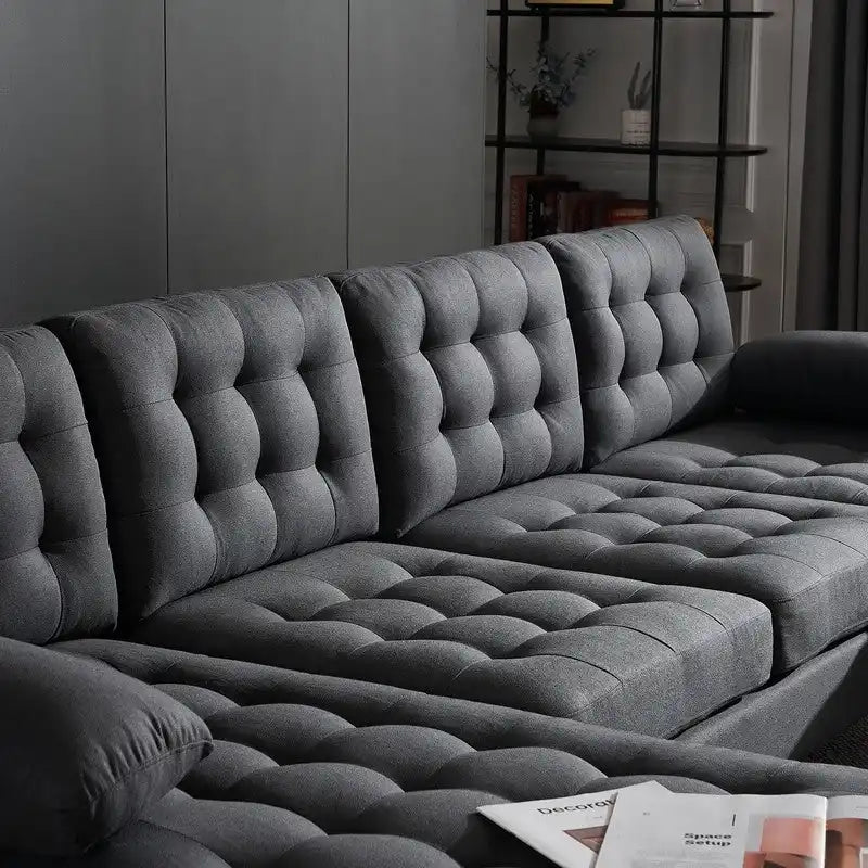 U-shaped Soft-Covered Armrest Backrest Seat Sectional Sofa Beige