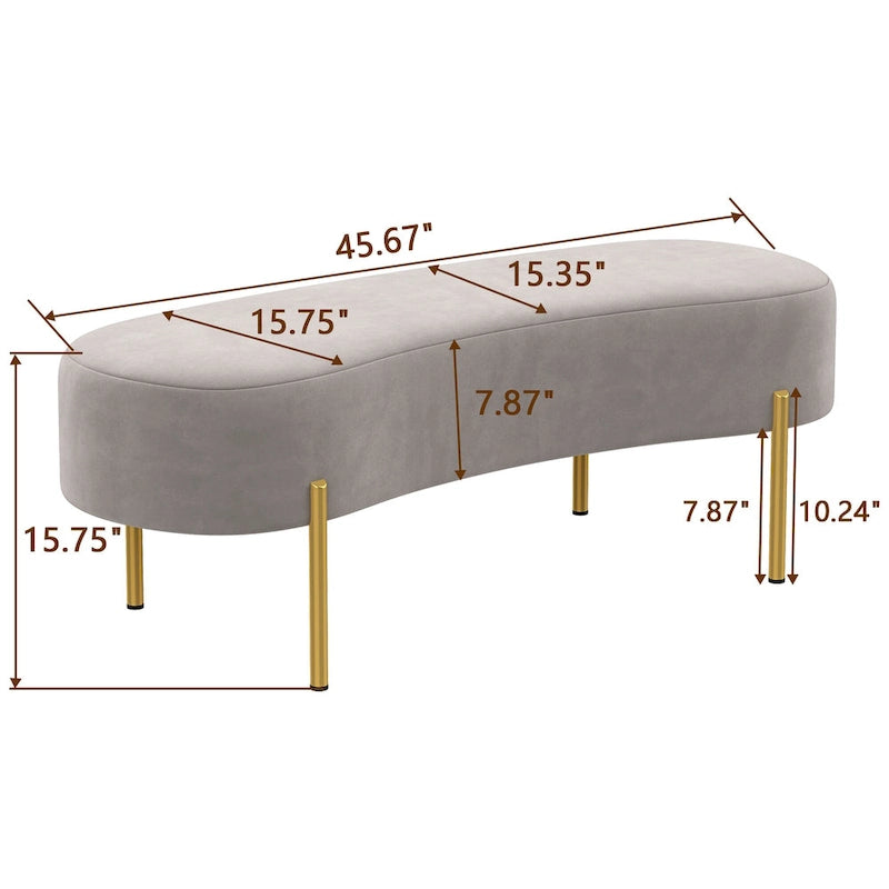 Ottoman Bench,upholstered bed bench Entryway Bench with Golden Metal Legs for Living Room - 45.7*15.4