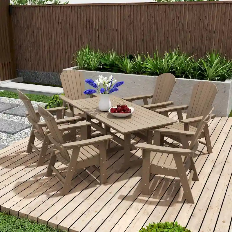 Set da pranzo Polytrends Altura da 7 pezzi ecologico per tutte le stagioni da esterno con poltrone
