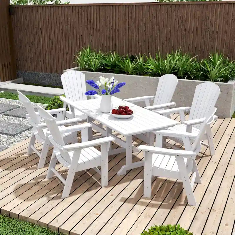 Set da pranzo Polytrends Altura da 7 pezzi ecologico per tutte le stagioni da esterno con poltrone