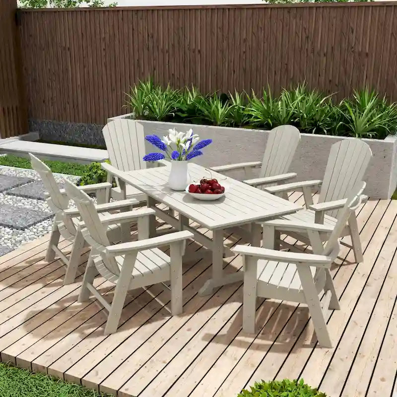 Set da pranzo Polytrends Altura da 7 pezzi ecologico per tutte le stagioni da esterno con poltrone