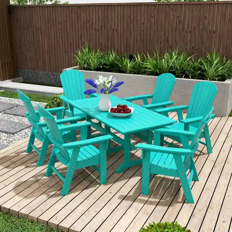 Set da pranzo Polytrends Altura da 7 pezzi ecologico per tutte le stagioni da esterno con poltrone