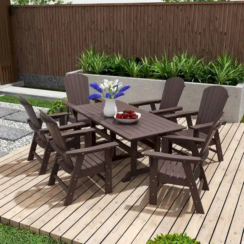 Set da pranzo Polytrends Altura da 7 pezzi ecologico per tutte le stagioni da esterno con poltrone