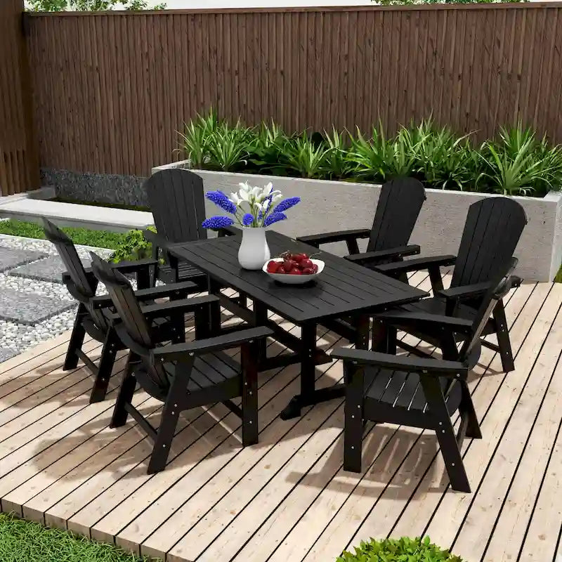 Polytrends Altura 7-Piece Poly Eco-Friendly All Weather Outdoor Dining Set with Armchairs