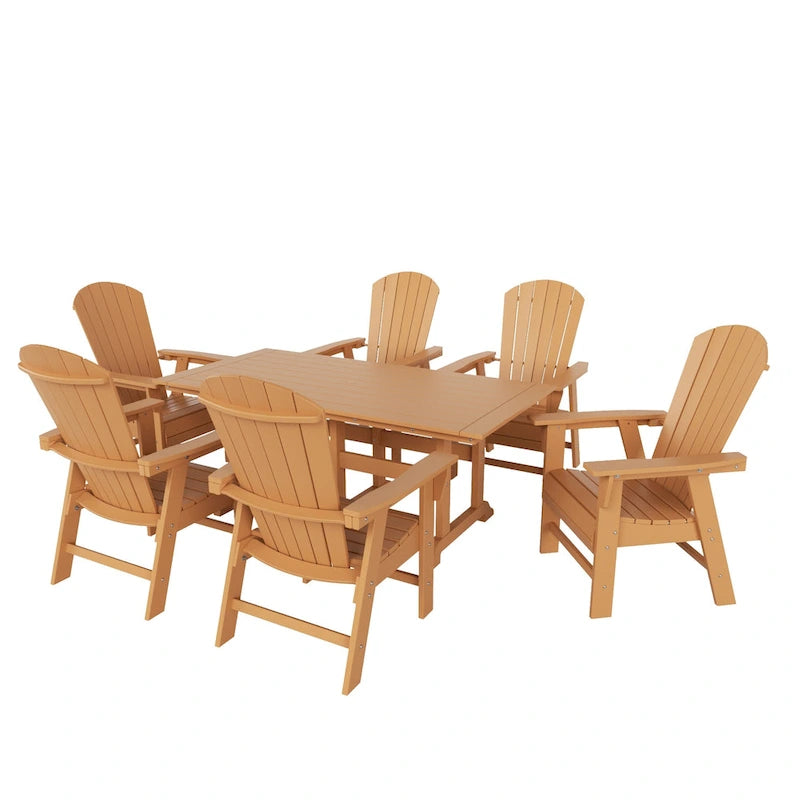 Polytrends Altura 7-Piece Poly Eco-Friendly All Weather Outdoor Dining Set with Armchairs