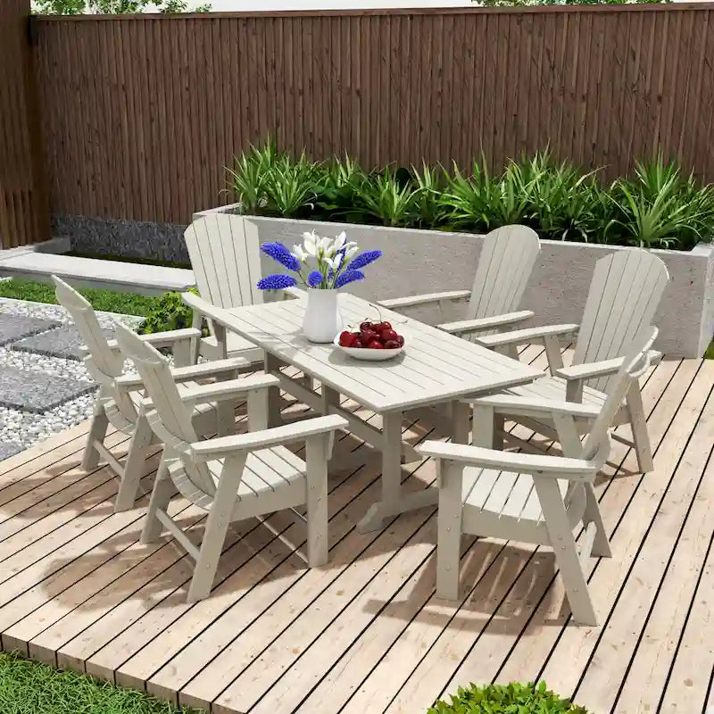 Polytrends Altura 7-Piece Poly Eco-Friendly All Weather Outdoor Dining Set with Armchairs