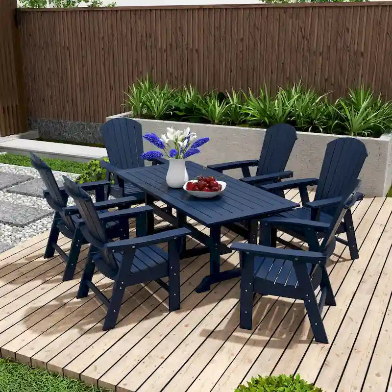 Polytrends Altura 7-Piece Poly Eco-Friendly All Weather Outdoor Dining Set with Armchairs