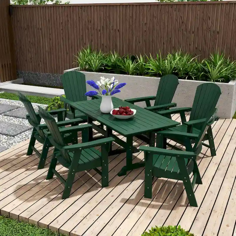 Polytrends Altura 7-Piece Poly Eco-Friendly All Weather Outdoor Dining Set with Armchairs