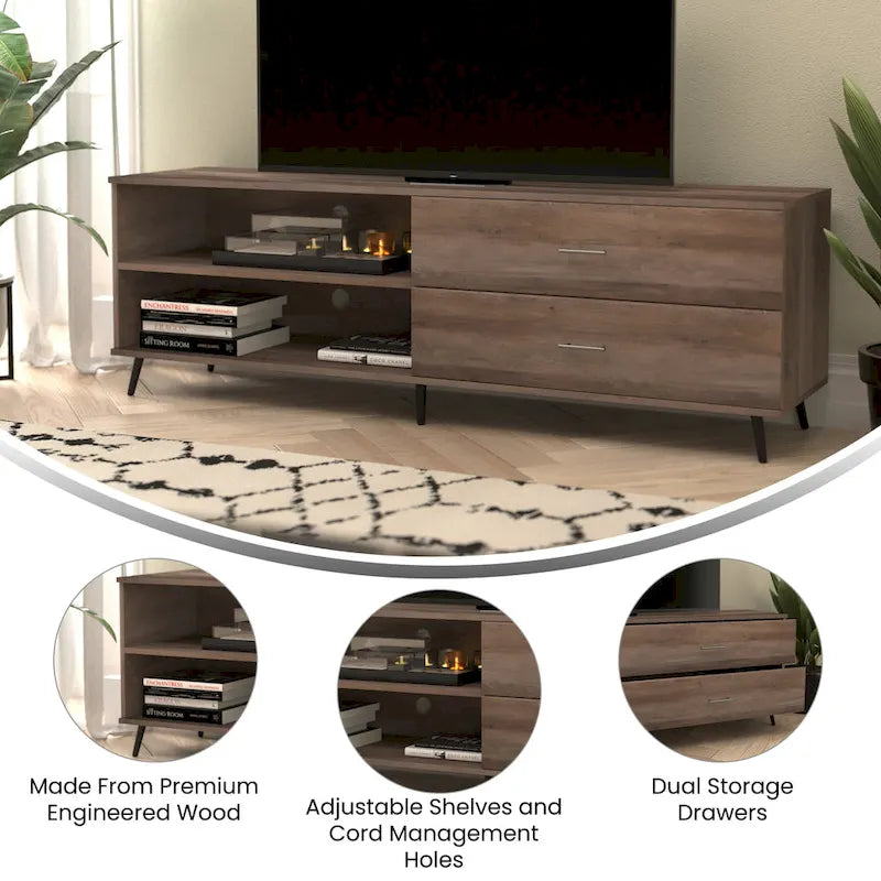 TV Stand for up to 60 TV's with Adjustable Shelf and Storage Drawers