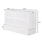 Merax Queen Mobile Murphy Bed with Drawer, Little Shelves on Each Side