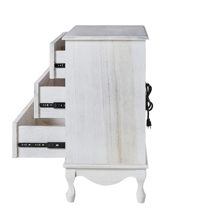 Pallantium Farmhouse 30Tall Distressed 3-Drawer Nightstand With Solid Wood Legs and Adjustable Feet Set Of 2 by HULALA HOME