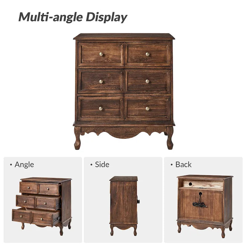 Pallantium Farmhouse 30Tall Distressed 3-Drawer Nightstand With Solid Wood Legs and Adjustable Feet Set Of 2 by HULALA HOME