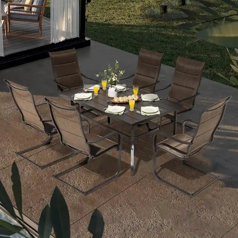 Set da pranzo in Textilene per esterni con foro per ombrellone da 1,57".