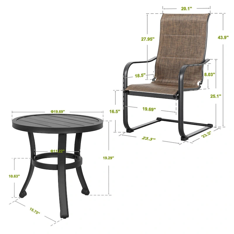 Outdoor Textilene Dining Set with 1.57 Umbrella Hole