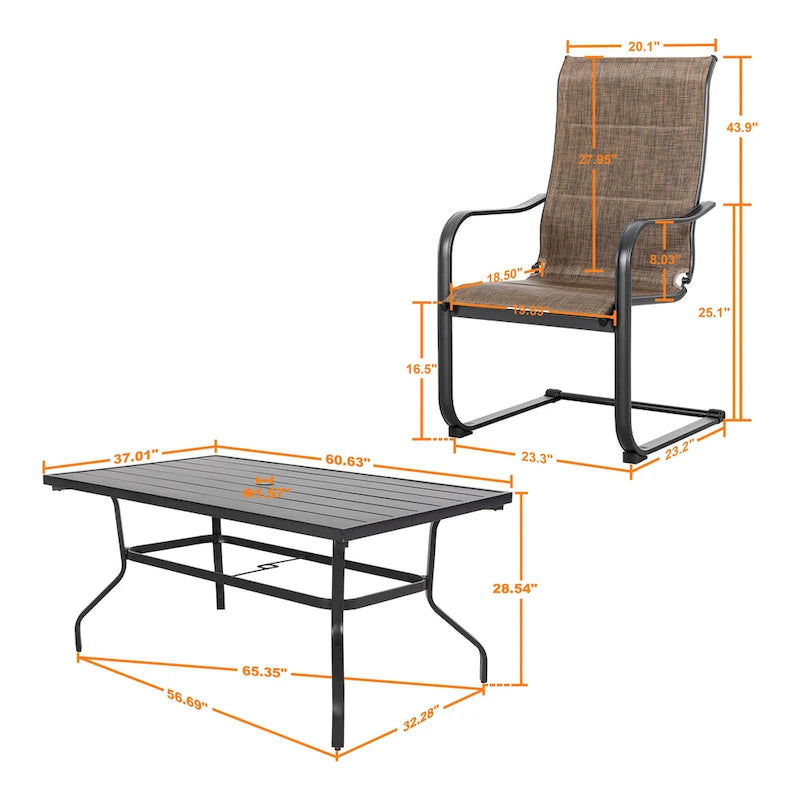 Outdoor Textilene Dining Set with 1.57 Umbrella Hole