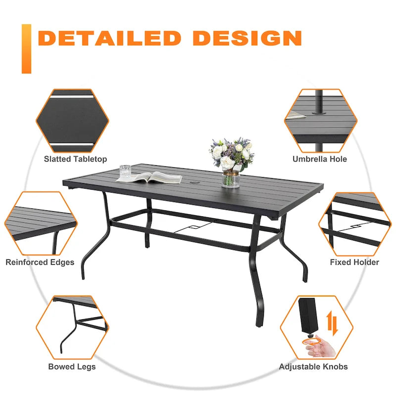 Outdoor Textilene Dining Set with 1.57 Umbrella Hole