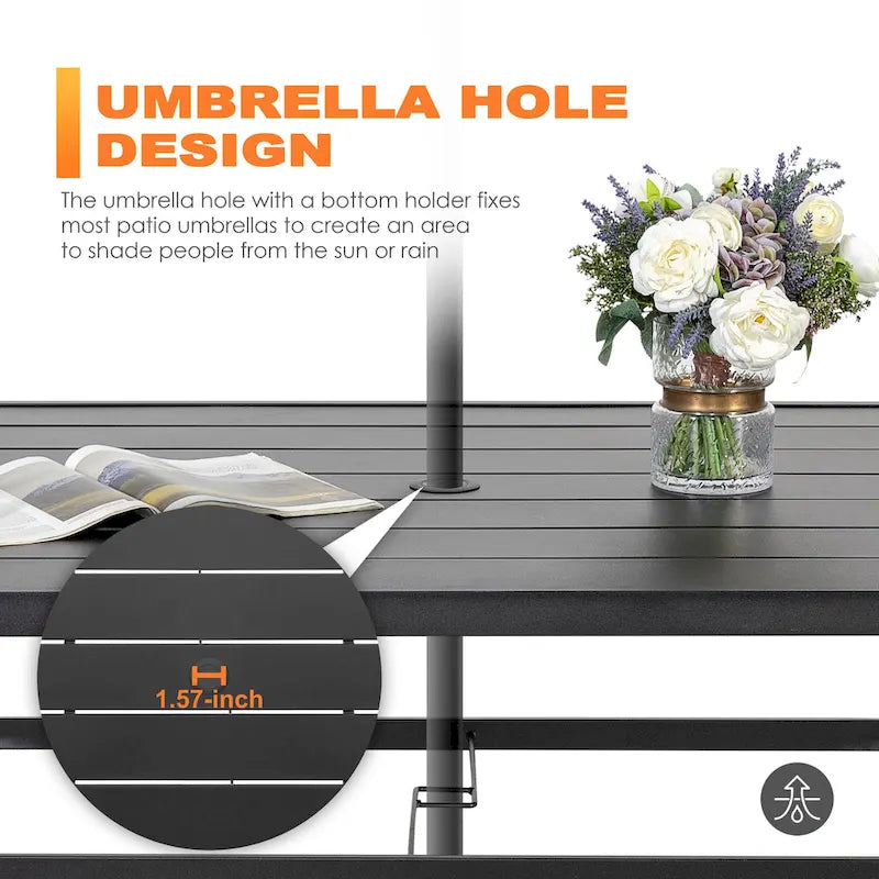 Outdoor Textilene Dining Set with 1.57 Umbrella Hole