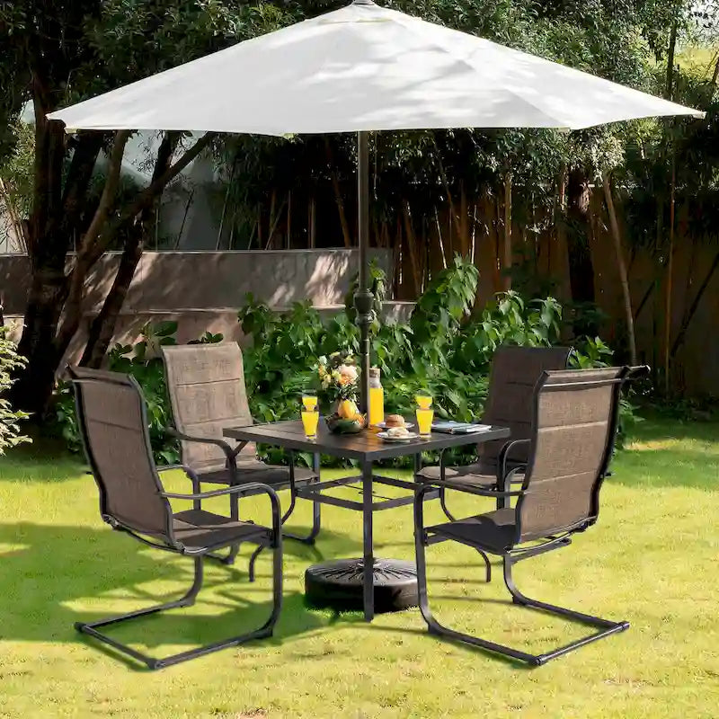 Outdoor Textilene Dining Set with 1.57 Umbrella Hole