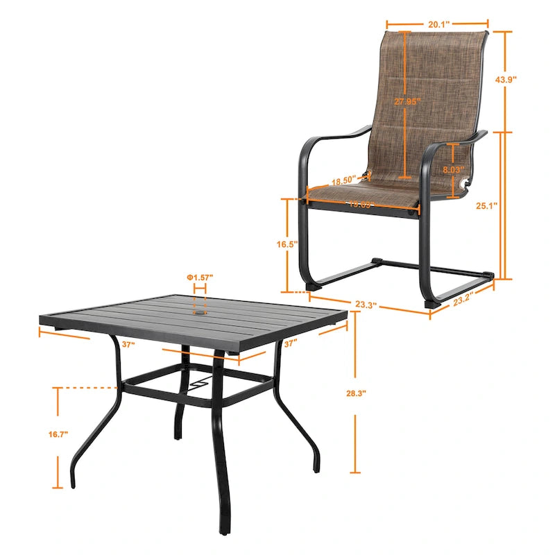 Outdoor Textilene Dining Set with 1.57 Umbrella Hole