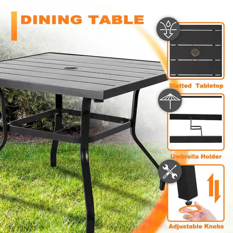 Outdoor Textilene Dining Set with 1.57 Umbrella Hole