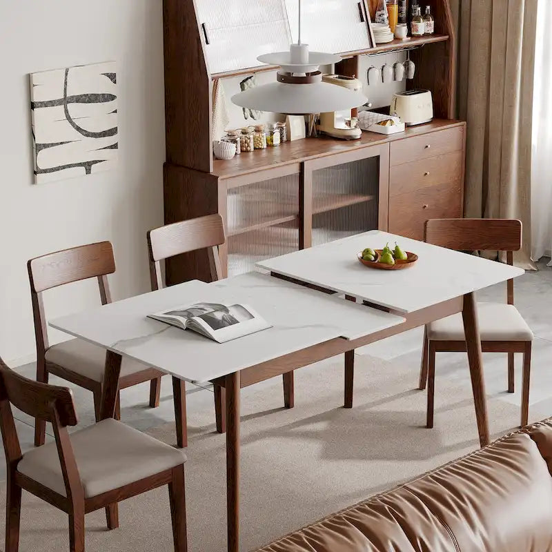 Tavolo da pranzo Nestfair Solid Oak Meet con finitura in marmo - N/A