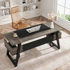 Office Executive Desk with Storage Shelf, Business Workstation, Writing Desk for the boss room