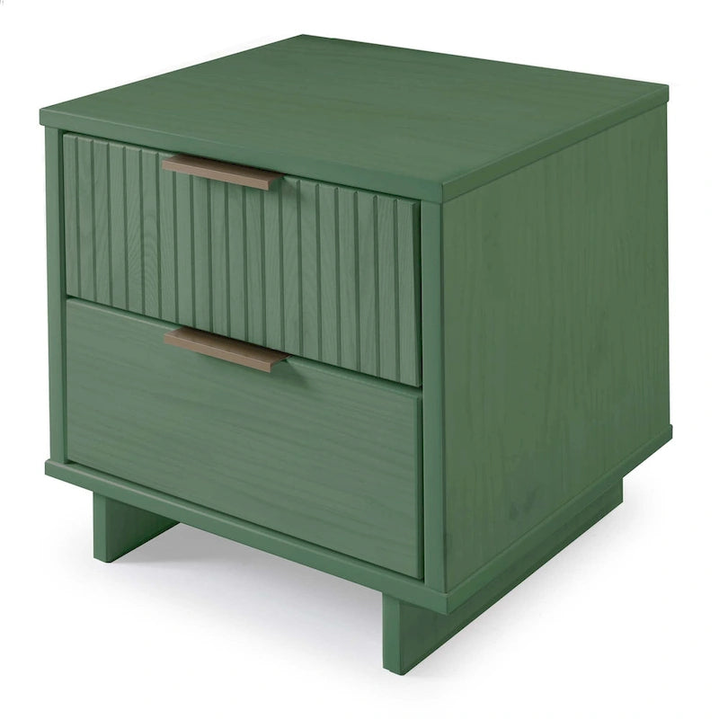 Manhattan Comfort Granville Mid Century Solid Wood 2 Drawer Nightstand Set of 2