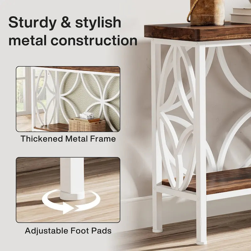 70.9 Inch Long Sofa Table, Industrial Console Table - 70.9 L  11.8 W  31.9 H