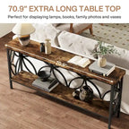 70.9 Inch Long Sofa Table, Industrial Console Table - 70.9 L  11.8 W  31.9 H