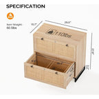 Wood Rattan 2-Drawer Lateral File Cabinet with Lock for Home Office