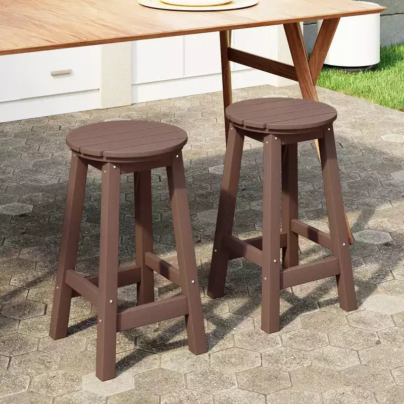WestinTrends Malibu 24 Sgabello da bancone rotondo senza schienale in HDPE per esterni (Set da 2)