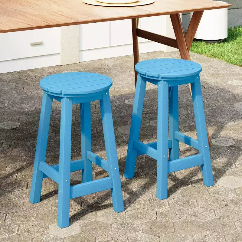 WestinTrends Malibu 24 Sgabello da bancone rotondo senza schienale in HDPE per esterni (Set da 2)