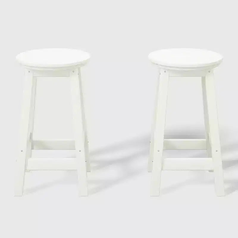 WestinTrends Malibu 24 Sgabello da bancone rotondo senza schienale in HDPE per esterni (Set da 2)