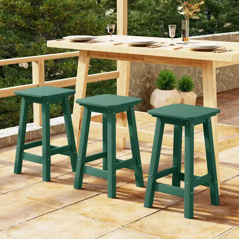 WestinTrends Malibu 24 All Weather Hdpe Outdoor Patio Square Backless Counter Stool (Set of 3)