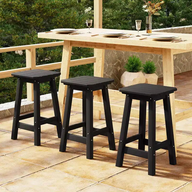 WestinTrends Malibu 24 All Weather Hdpe Outdoor Patio Square Backless Counter Stool (Set of 3)